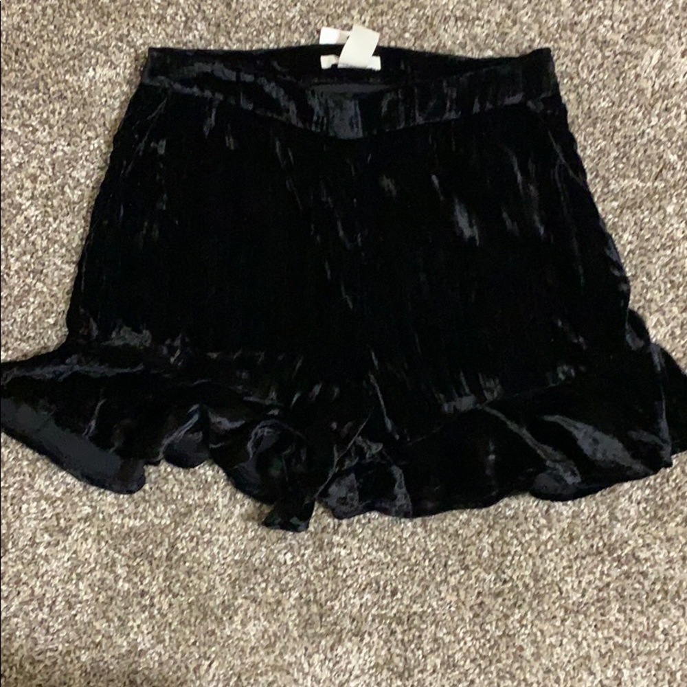 Black Velvet Forever 21 Ruffle Shorts